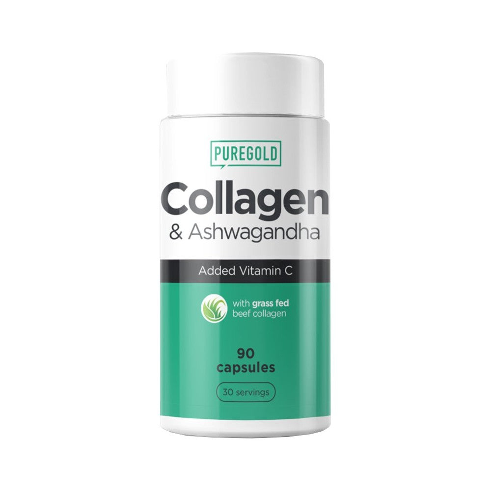 Pure Gold Protein Collagen & Ashwagandha Supplement, 90 Capsules (Exp 05/26)
