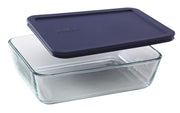 Pyrex Rectangular Glass Food Storage Container with Lid (6-cup/1.4L) - Blue