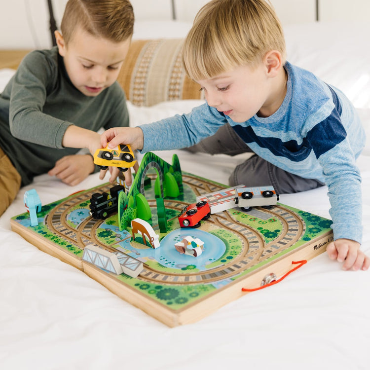 Melissa & Doug Take-Along Railroad Wooden Play Set