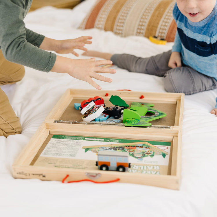 Melissa & Doug Take-Along Railroad Wooden Play Set