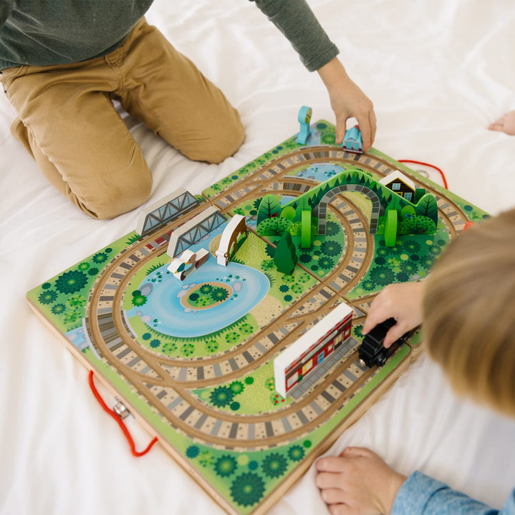 Melissa & Doug Take-Along Railroad Wooden Play Set
