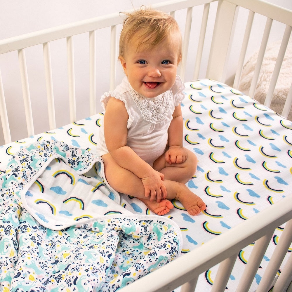 Bebe Au Lait Classic Muslin Fitted Crib Sheet (70x130cm) (18 Designs) - Pupsik Singapore