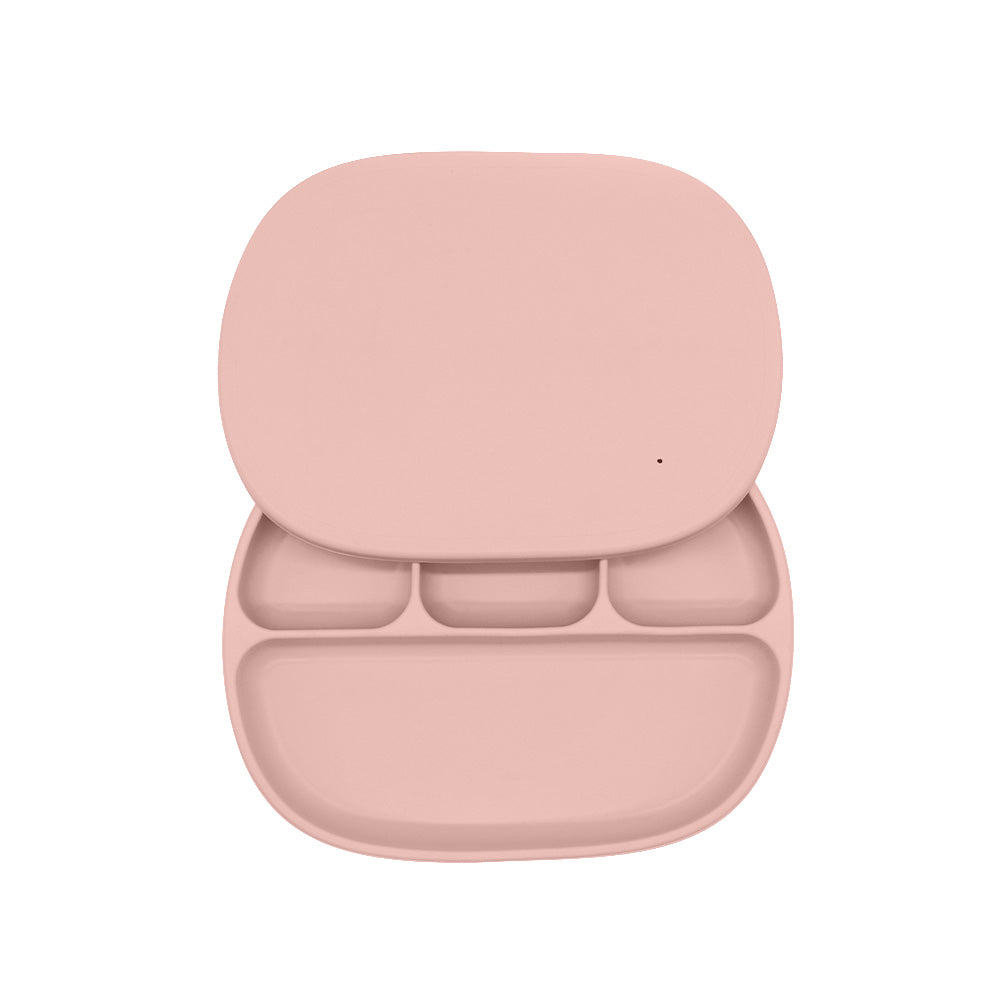 Biomom 4-Divided Silicone Suction Baby Plate with Cover (12 Colors) - Pupsik Singapore