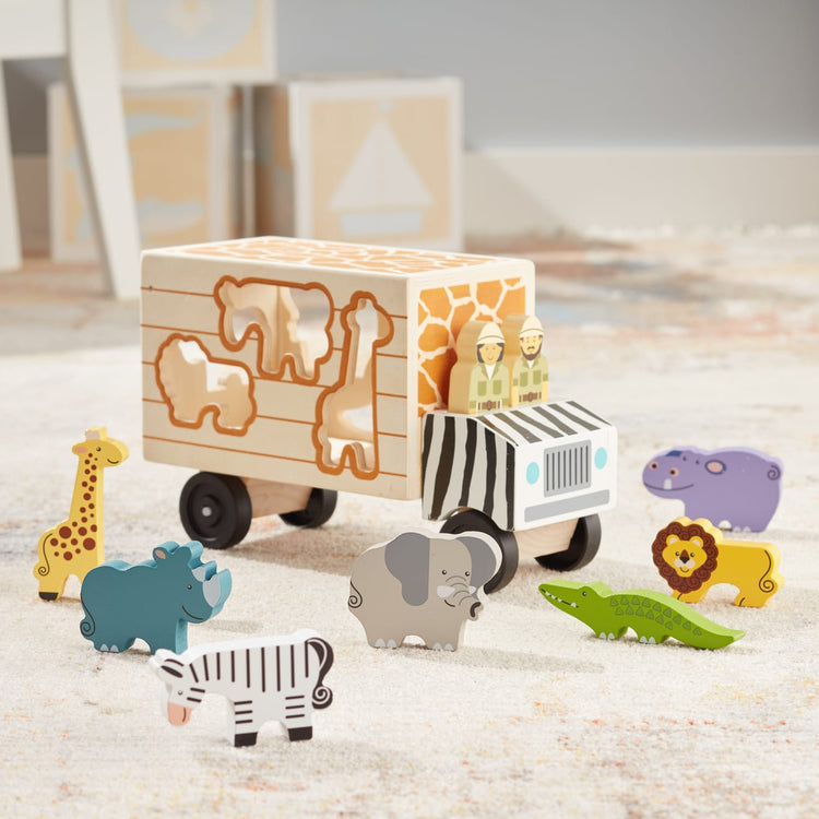 Melissa & Doug Animal Rescue Wooden Shape-Sorting Truck