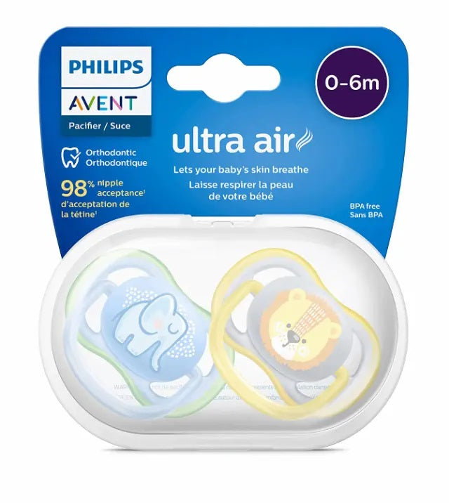 Philips Avent Ultra Air Pacifier, 2pk - 0-6M (10 Designs)