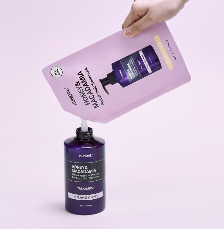 Kundal Honey & Macadamia Protein Hair Treatment, 400ml Refill Bag - Baby Powder (Exp 04/27)