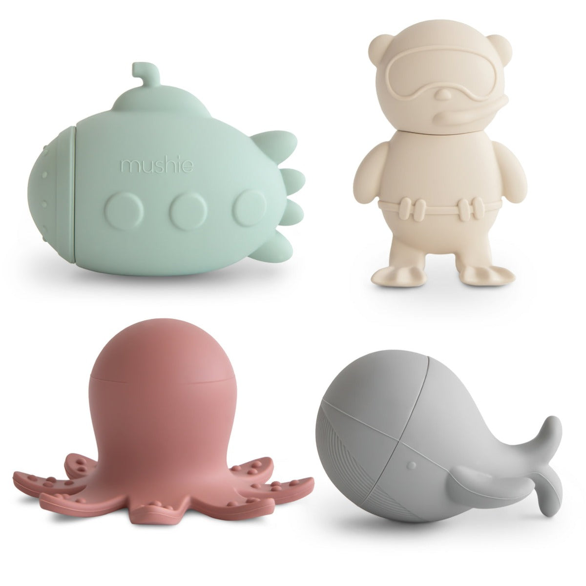 Mushie Mold Free Bath Play Set, 4pcs (3 Designs) - Pupsik Singapore