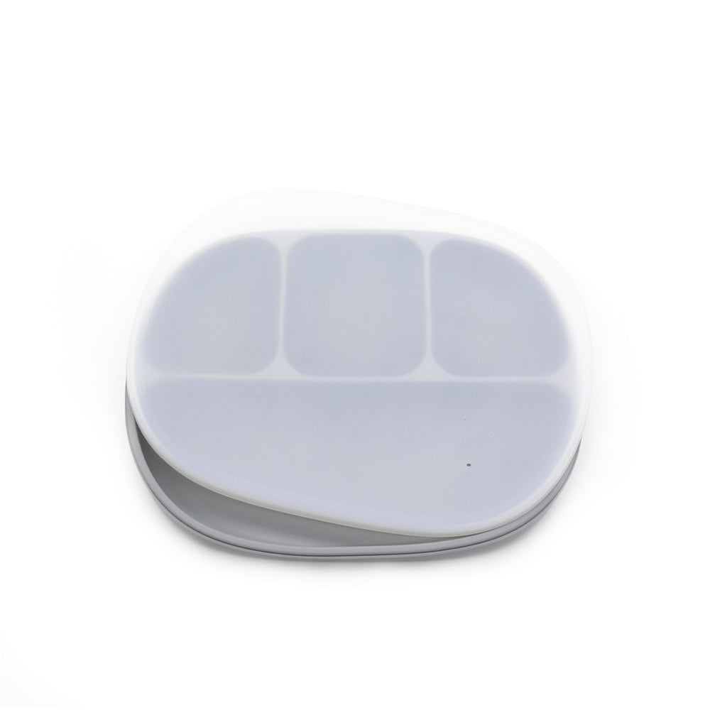 Biomom 4-Divided Silicone Suction Baby Plate with Translucent Cover (12 Colors) - Pupsik Singapore
