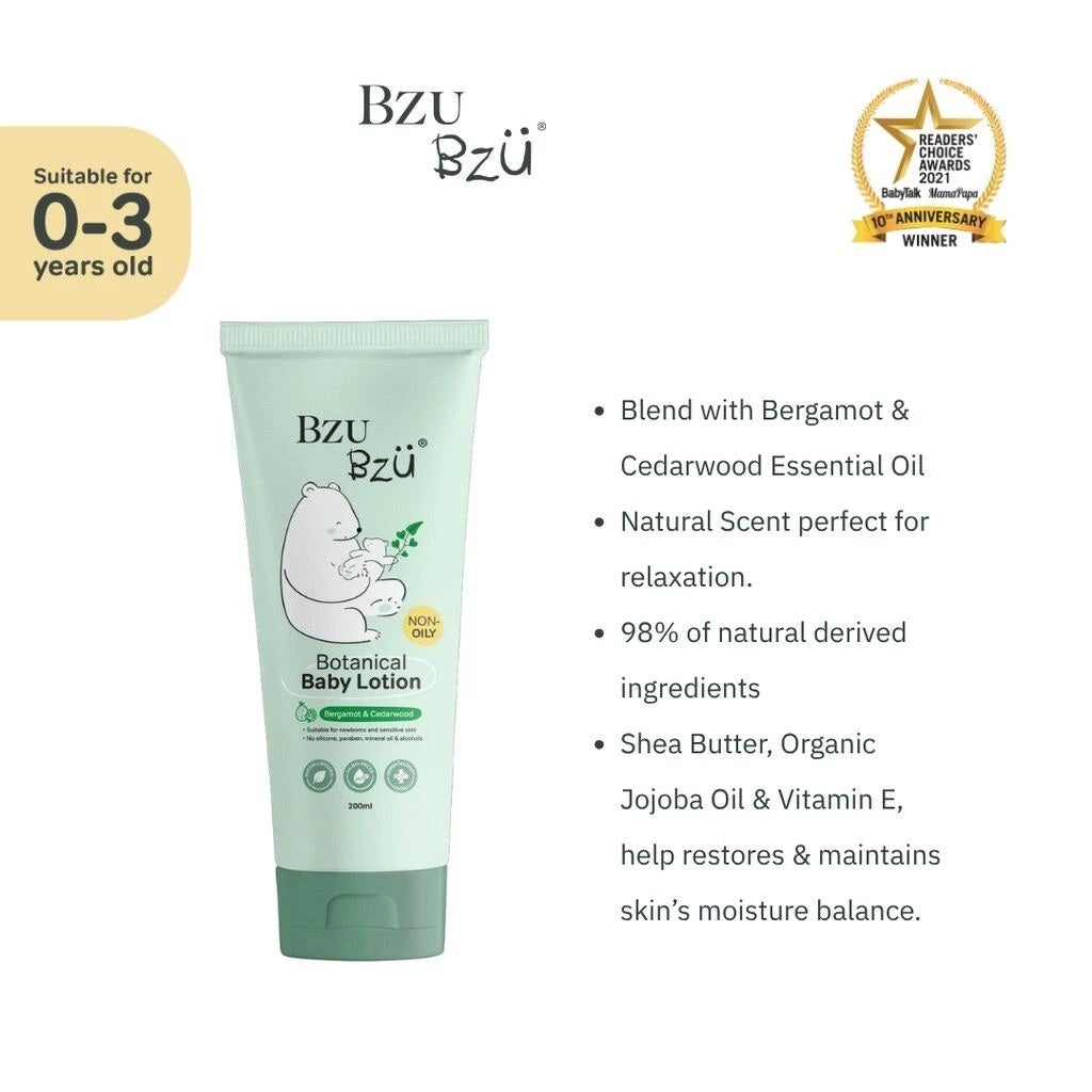 BZU BZU Botanical Baby Lotion, 200ml - Bergamot & Cedarwood (Exp 05/28)