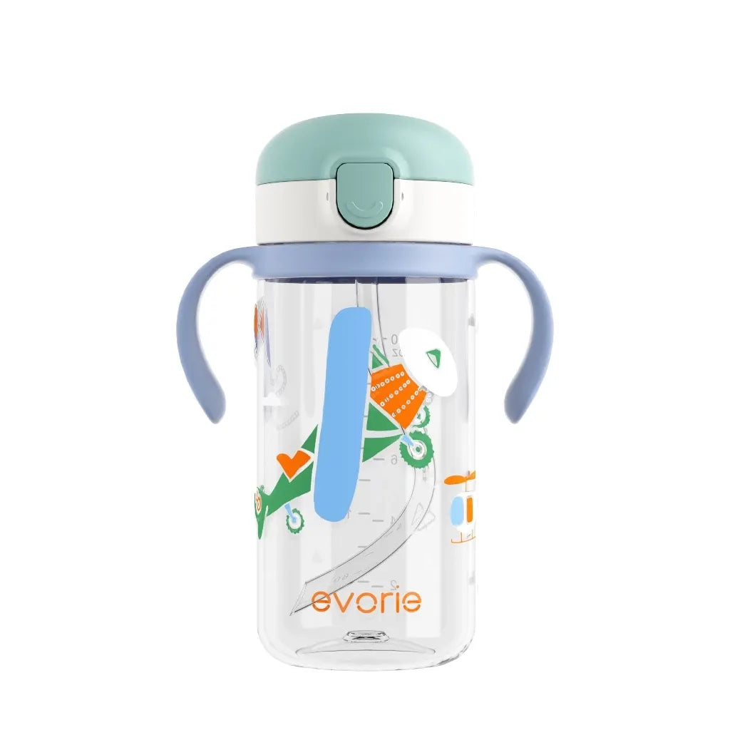 Evorie Tritan Kids Straw Water Bottle Mug, 300ml (21 Designs)