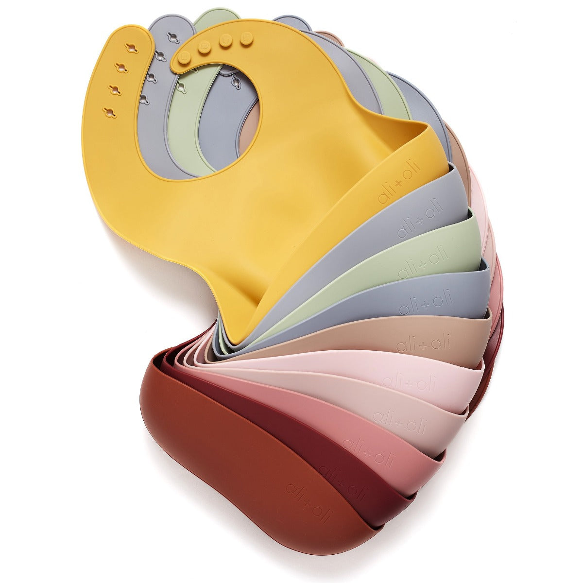 Ali+Oli Baby Silicone Bibs (7 Colours)