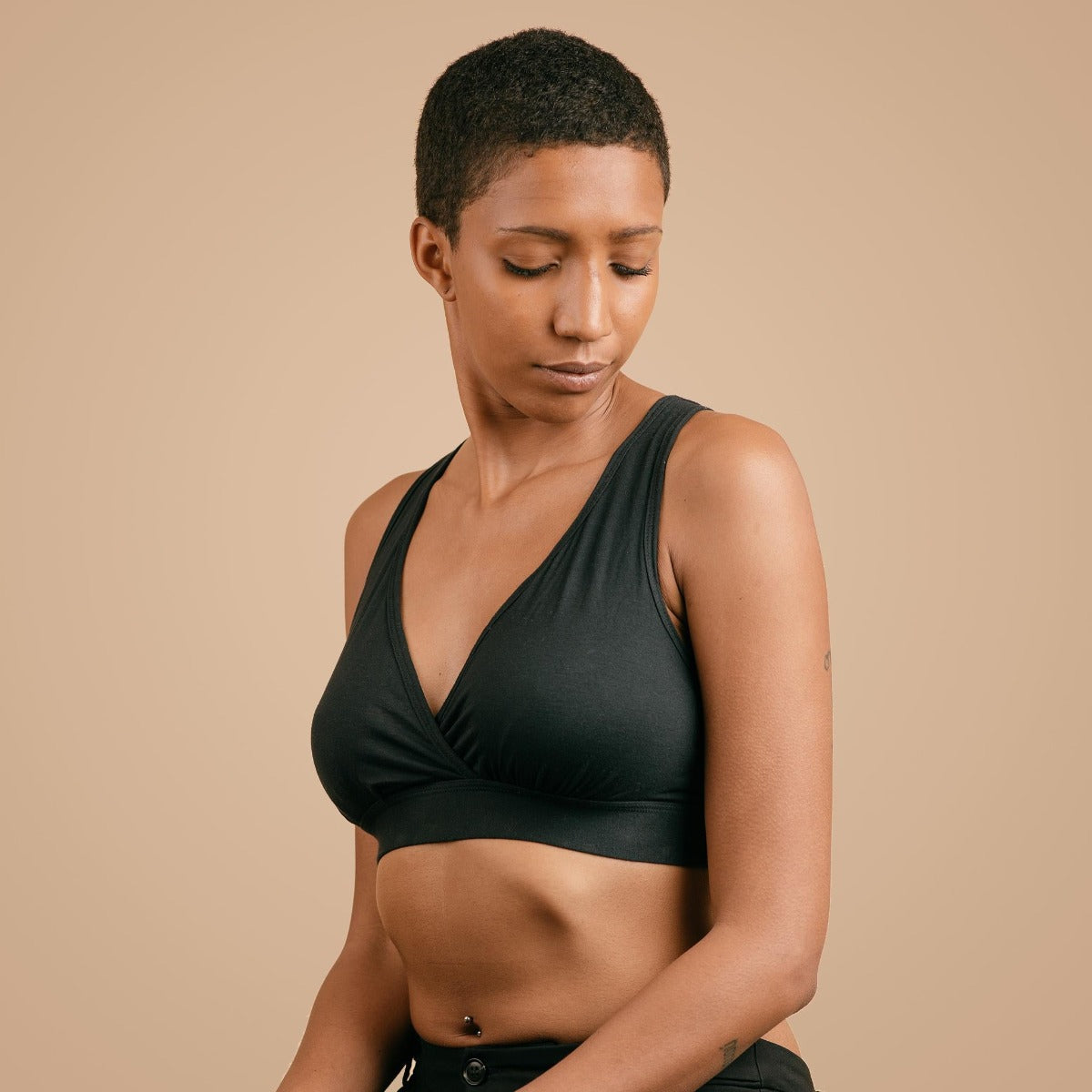 Simple Wishes Reversible Lounge & Sleep Nursing Bra - Black Grey Violet