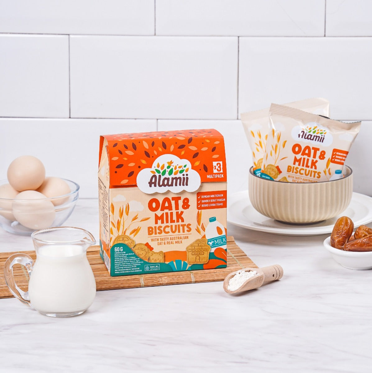 Alamii Multigrain Biscuits Oat & Milk, 60g x 2pk (Exp 06/26)