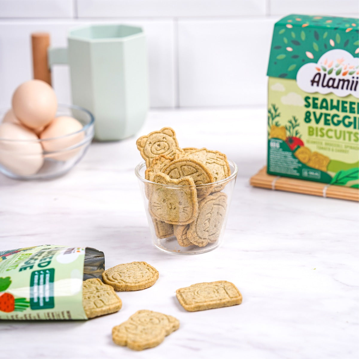 Alamii Multigrain Biscuits Seaweed & Veggie, 60g x 2pk (Exp 06/26)