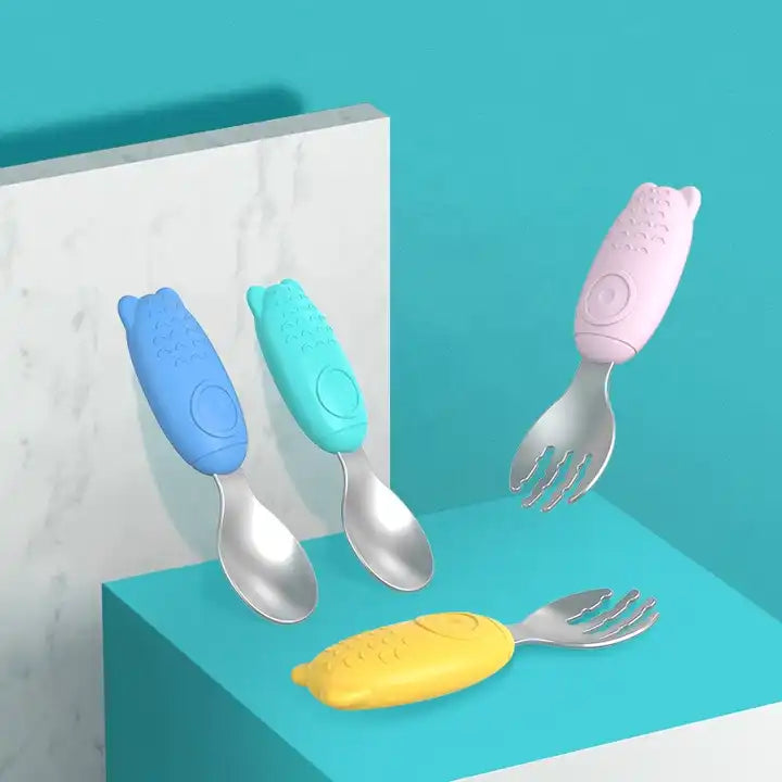 Biomom Fin-tastic Baby Stainless Steel Utensils Set with Case (2 Colors)