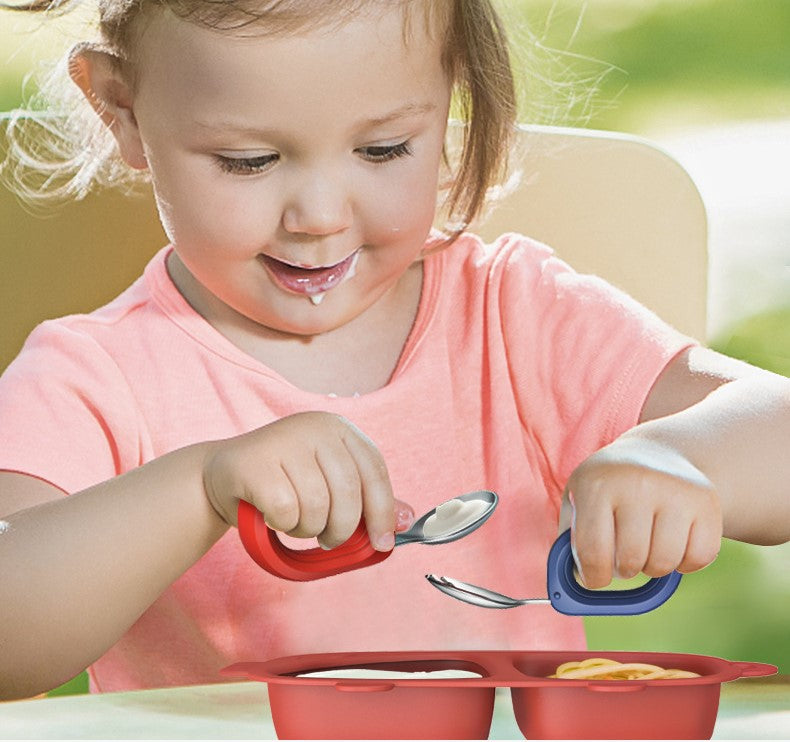 Biomom Tiny Grubs Stainless Steel Fork and Spoon Set with Case (2 Colors)