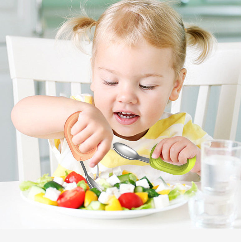 Biomom Tiny Grubs Stainless Steel Fork and Spoon Set with Case (2 Colors)