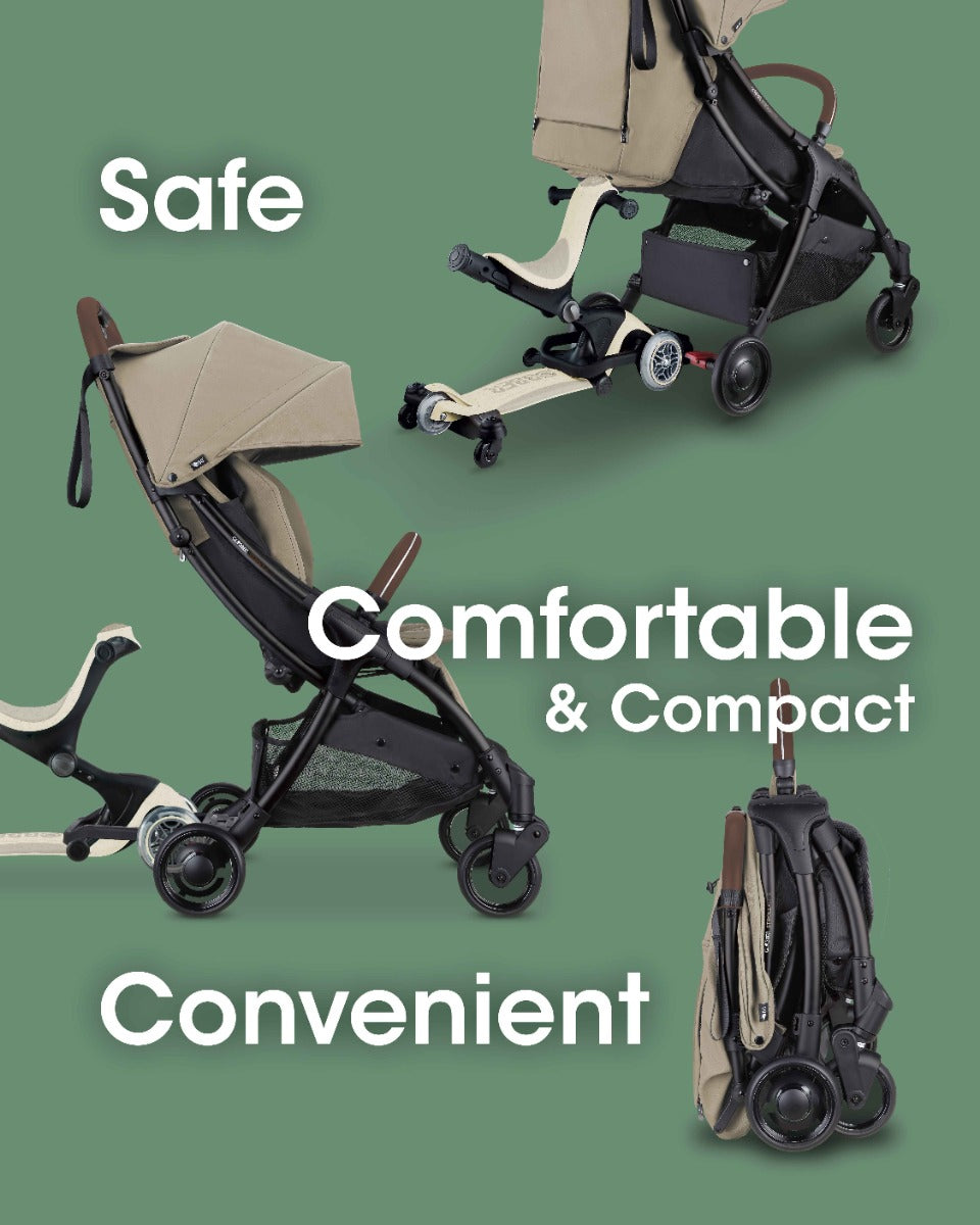 Globber Stroll Lite Compact and Foldable Stroller - Olive
