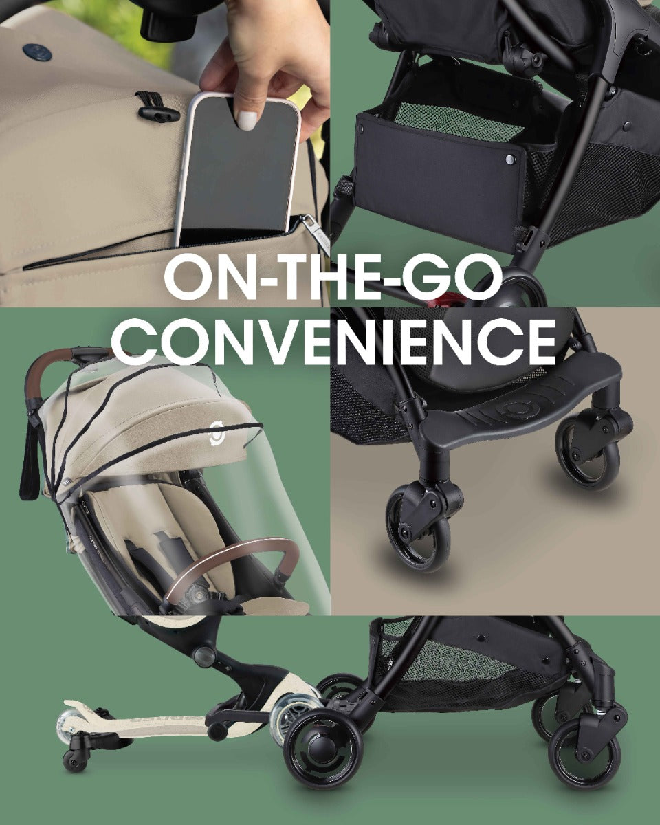 Globber Stroll Lite Compact and Foldable Stroller - Olive