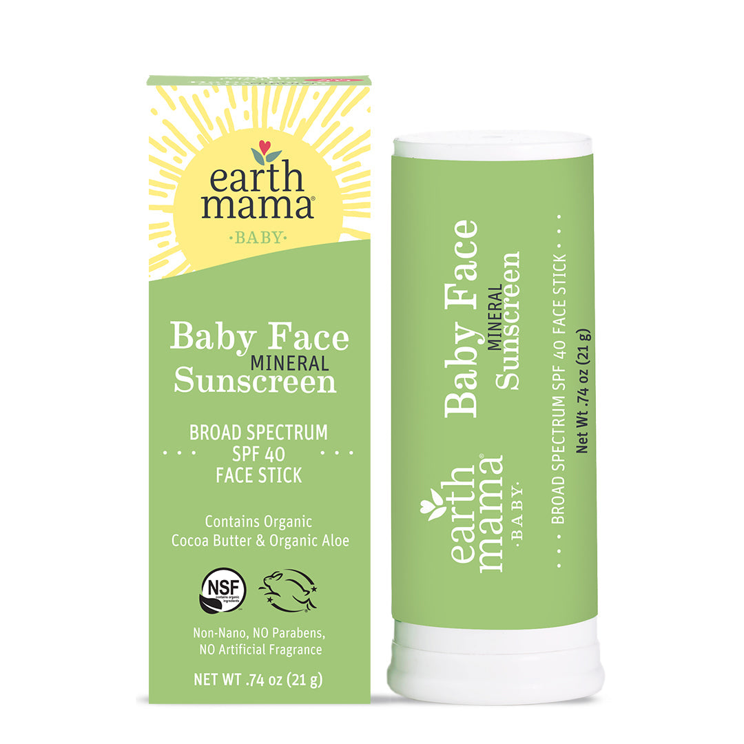 Earth Mama Baby Face Mineral Sunscreen Face Stick SPF 40 (21g) - exp 03/27