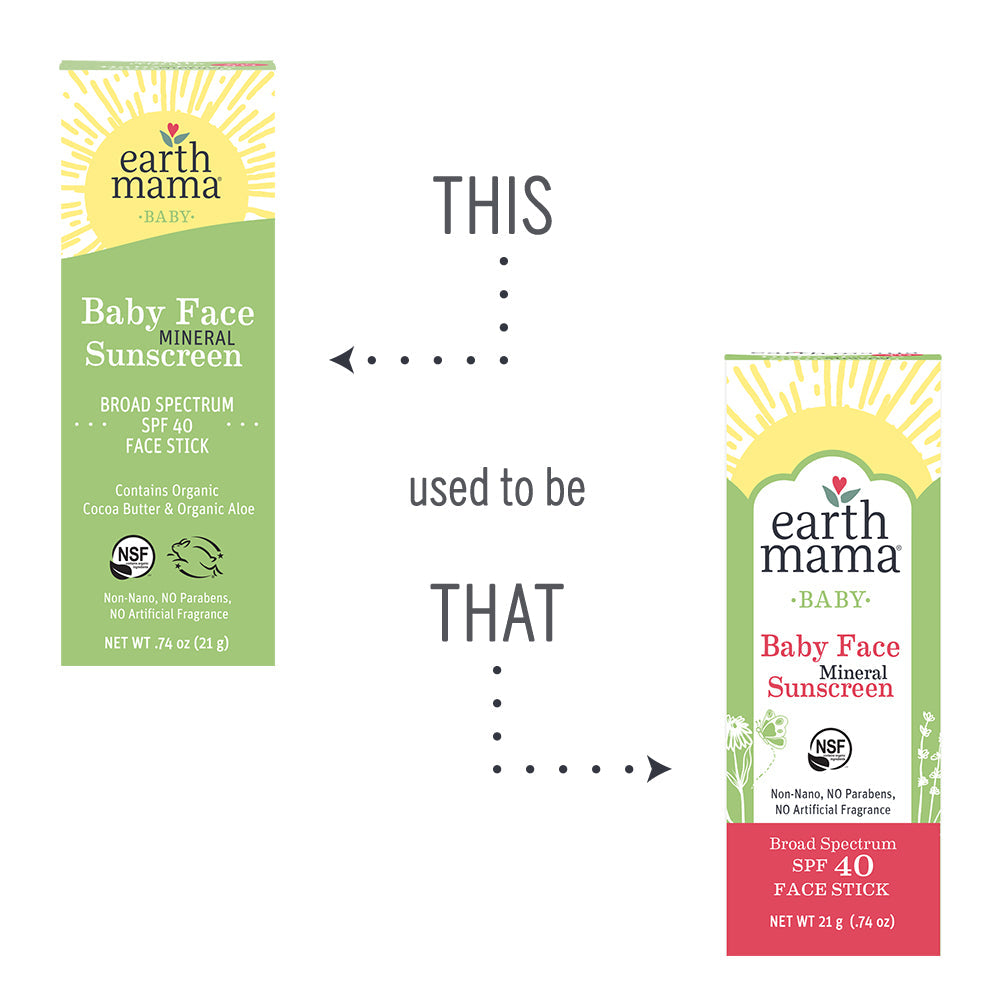 Earth Mama Baby Face Mineral Sunscreen Face Stick SPF 40 (21g) - exp 03/27