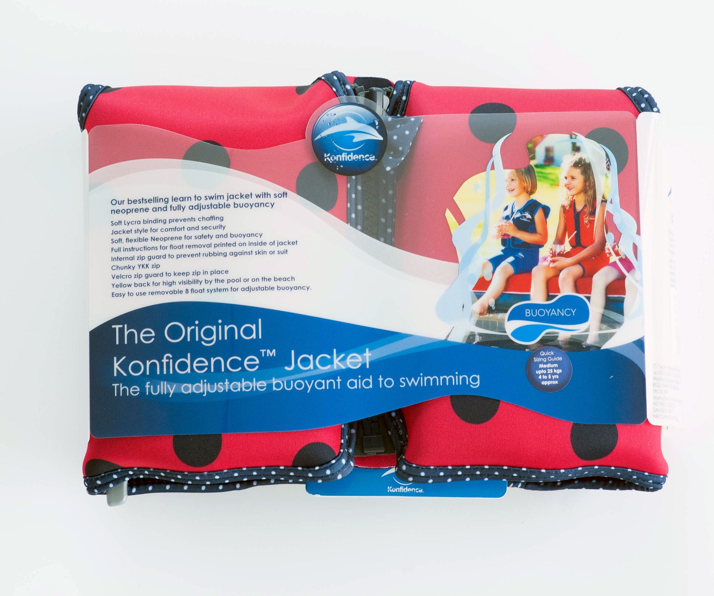 Konfidence Original Children Swim Jacket - Ladybird (3 Sizes)