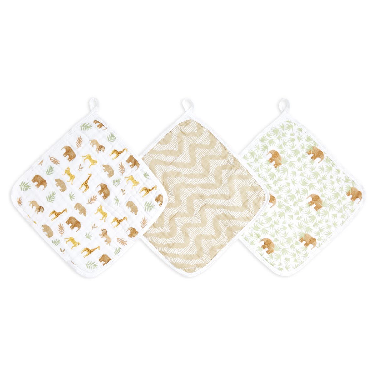 Aden Anais Essentials Cotton Muslin Washcloths, 3pk (7 designs) - Pupsik Singapore