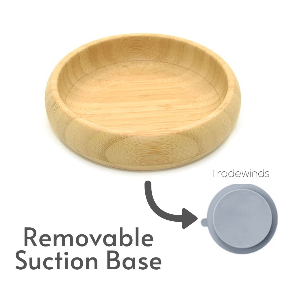 Biomom Medium Bamboo Round Suction Bowl - Tradewinds