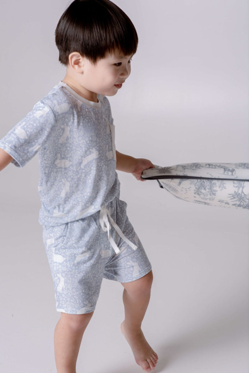 House of Holly Unisex T-Shirt & Shorts Set - Rabbit Rendezvous Dusty Blue (2 Sizes)