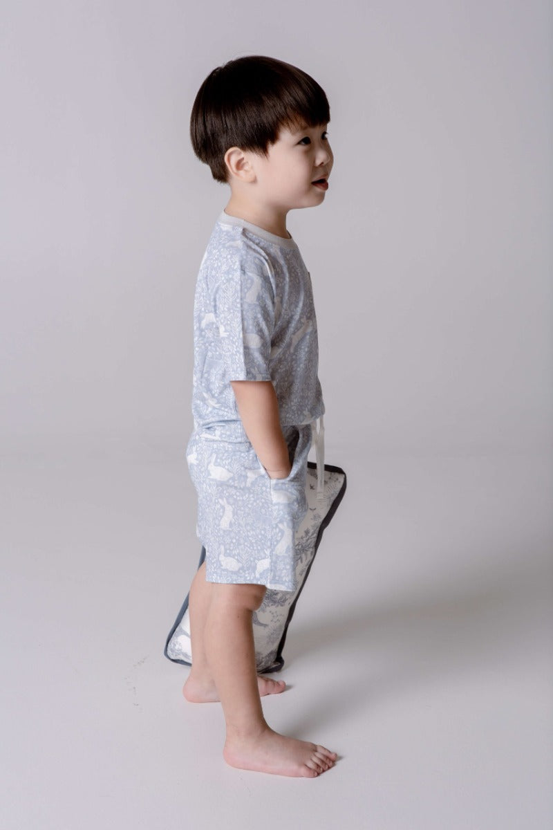 House of Holly Unisex T-Shirt & Shorts Set - Rabbit Rendezvous Dusty Blue (2 Sizes)