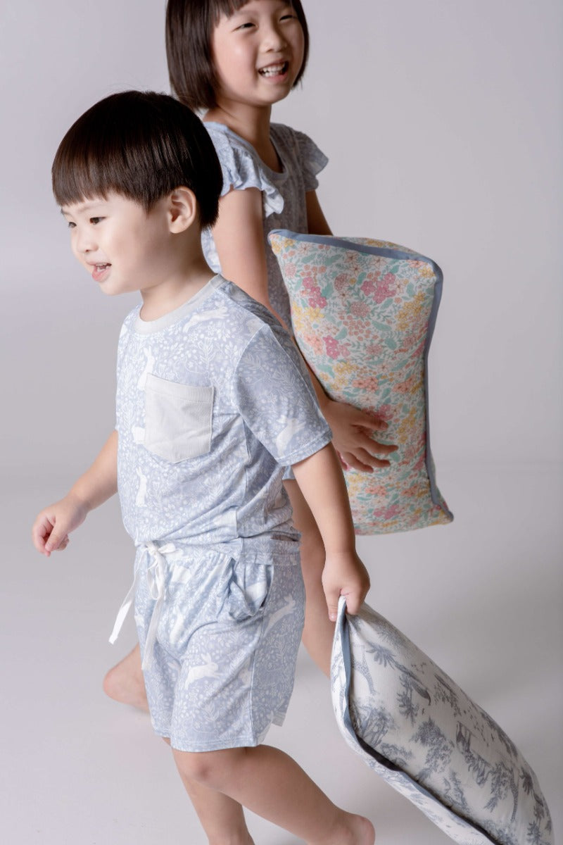 House of Holly Unisex T-Shirt & Shorts Set - Rabbit Rendezvous Dusty Blue (2 Sizes)