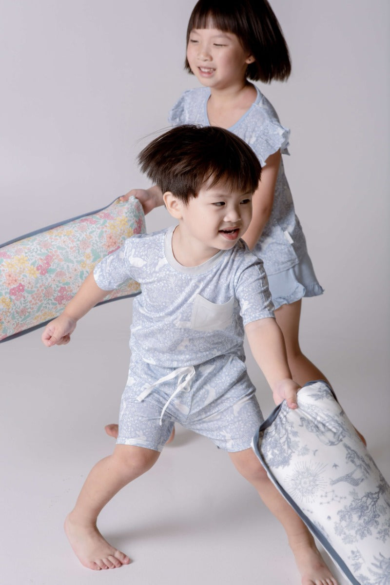 House of Holly Unisex T-Shirt & Shorts Set - Rabbit Rendezvous Dusty Blue (2 Sizes)