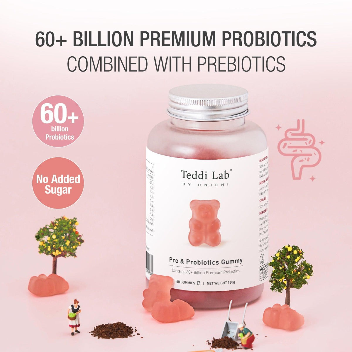 Unichi Pre & Probiotics Gummy, 60pcs (Exp 12/26)
