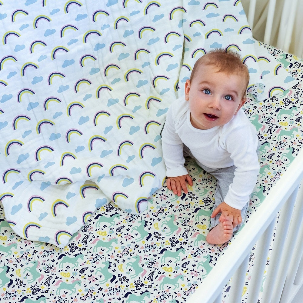 Bebe Au Lait Classic Muslin Fitted Crib Sheet (70x130cm) (18 Designs) - Pupsik Singapore