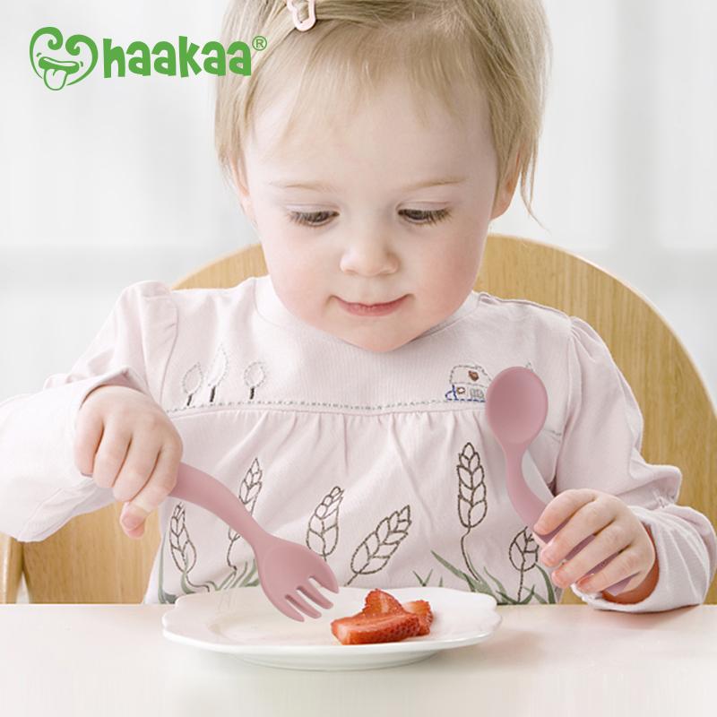 Haakaa Bendy Silicone Cutlery Set (2 Colours) - Pupsik Singapore