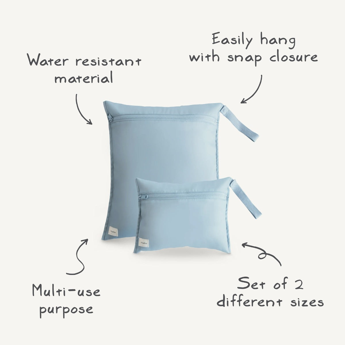 Mushie Water Resistant Wet Bag, 2pcs (5 Colors)