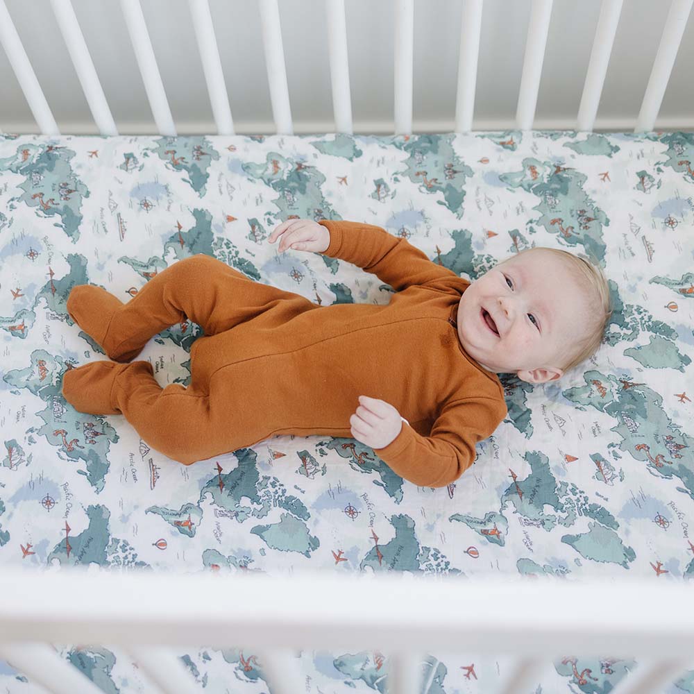 Bebe Au Lait Luxury Muslin Fitted Crib Sheet (70x130cm) (7 Designs) - Pupsik Singapore