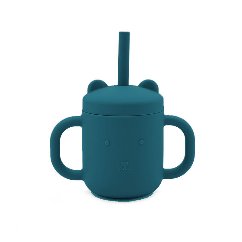 Biomom Silicone Bear Straw Sippy Cup (9 Colors) - Pupsik Singapore