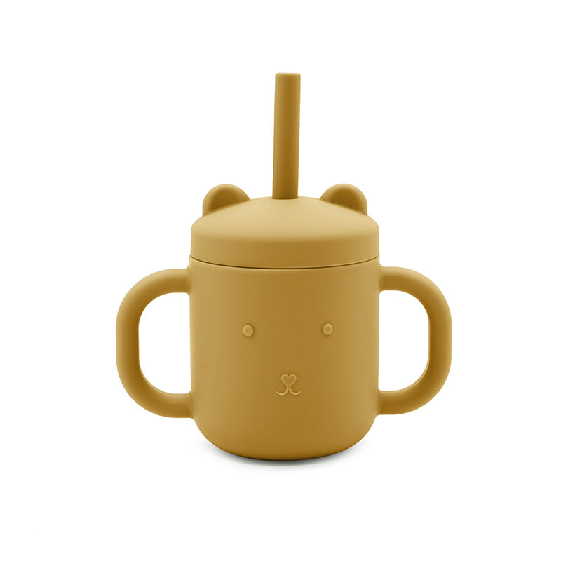 Biomom Silicone Bear Straw Sippy Cup (9 Colors) - Pupsik Singapore