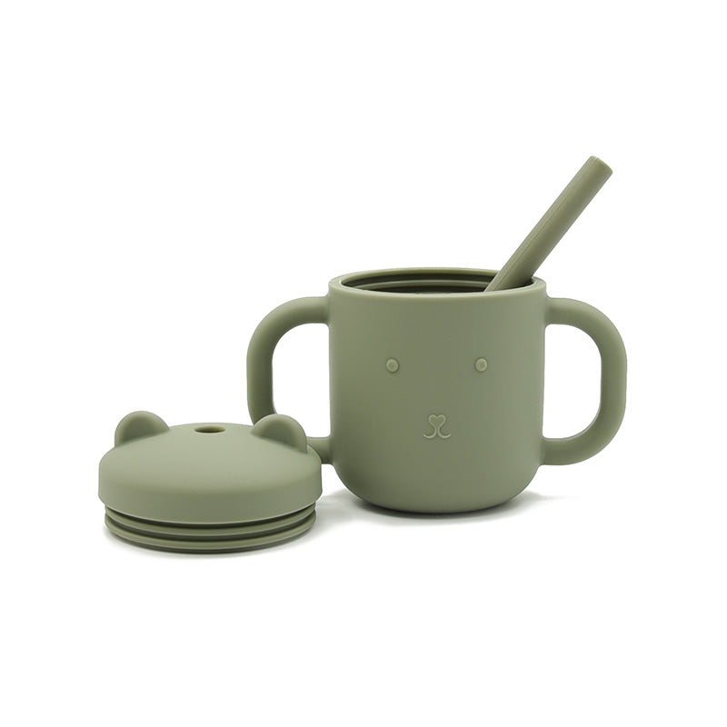 Biomom Silicone Bear Straw Sippy Cup (9 Colors) - Pupsik Singapore