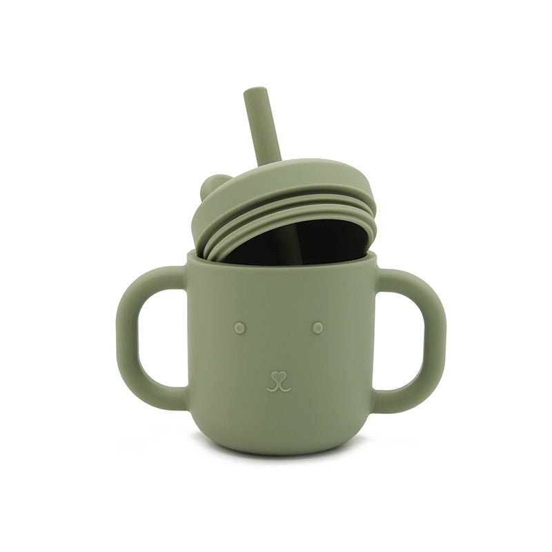 Biomom Silicone Bear Straw Sippy Cup (9 Colors) - Pupsik Singapore