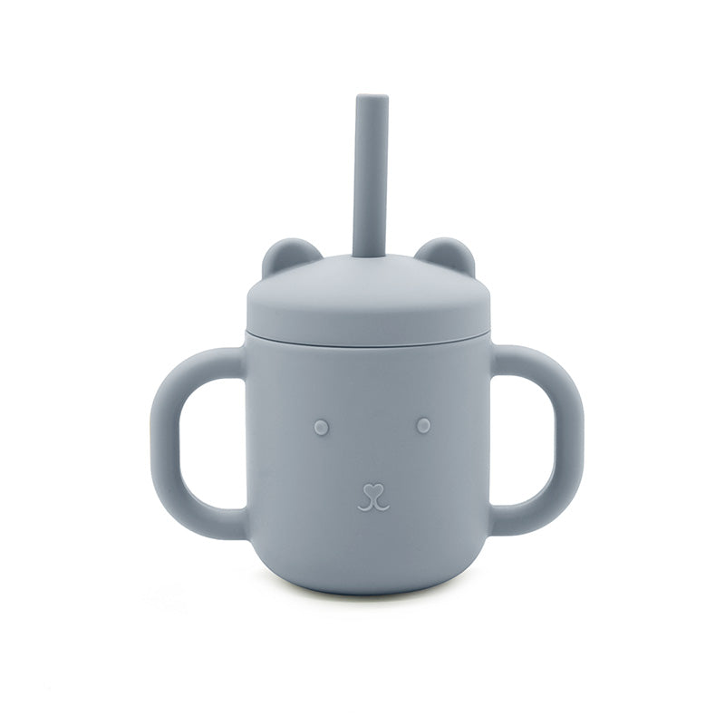 Biomom Silicone Bear Straw Sippy Cup (9 Colors) - Pupsik Singapore