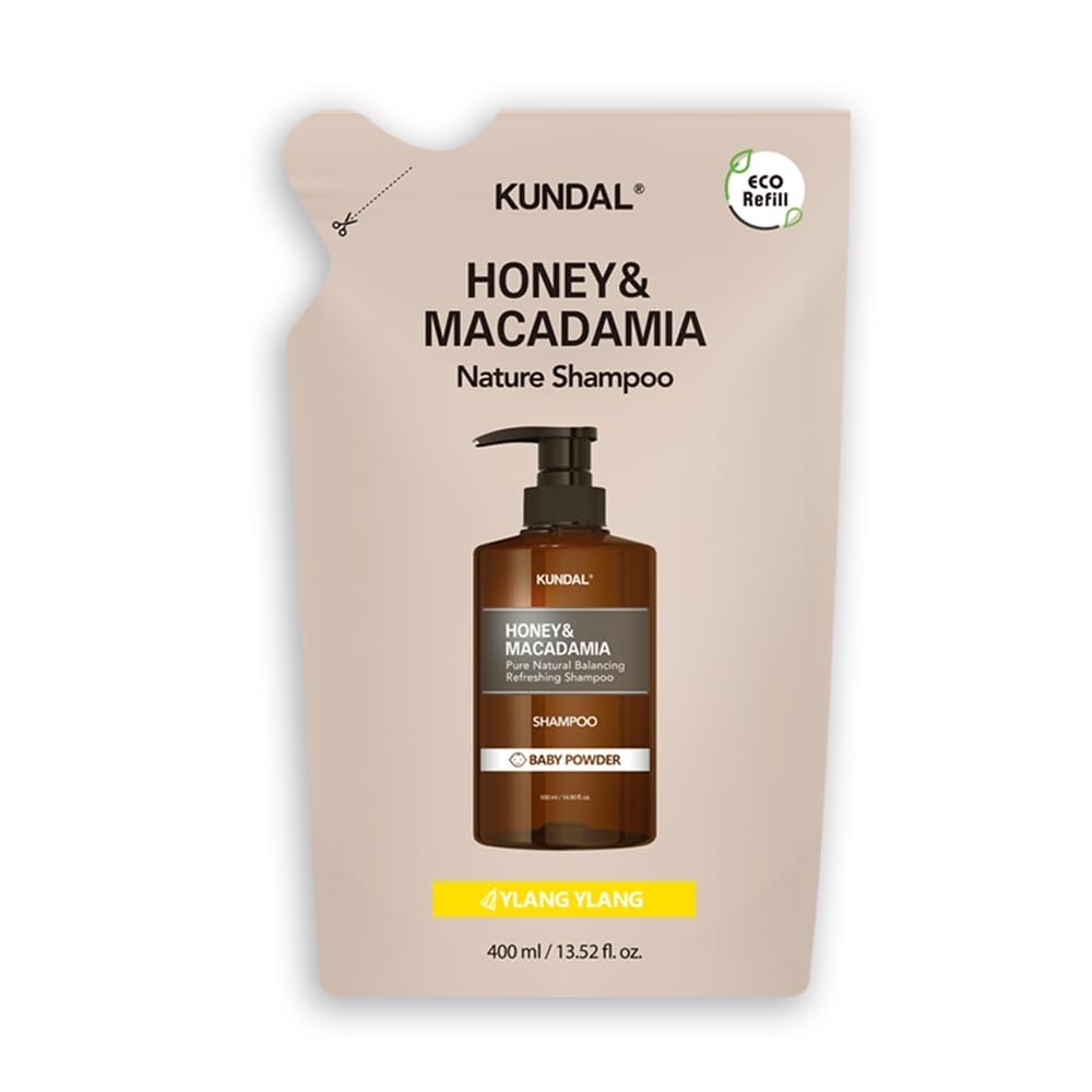 Kundal Honey & Macadamia Nature Shampoo, 400ml Refill Bag - Ylang Ylang (Exp 08/27)