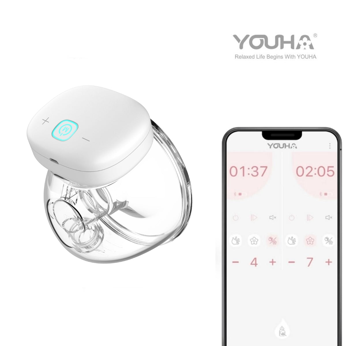 Youha The Ins (Ava) Gen 1 Wearable Handsfree Breast Pump w/ Bluetooth App (2 Sizes) - Pupsik Singapore