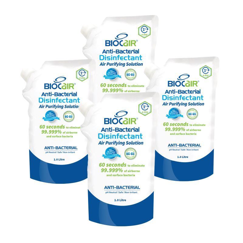 BioCair Anti-Bacterial Air Purifying Solution (Alcohol Free), 1L (4pk) - Exp 06/26