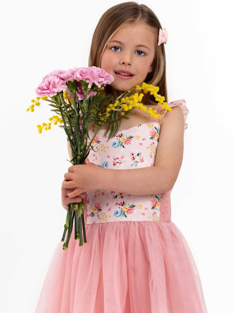 Oobi Vintage Pink Floral Belle Tutu Dress (4 Sizes)