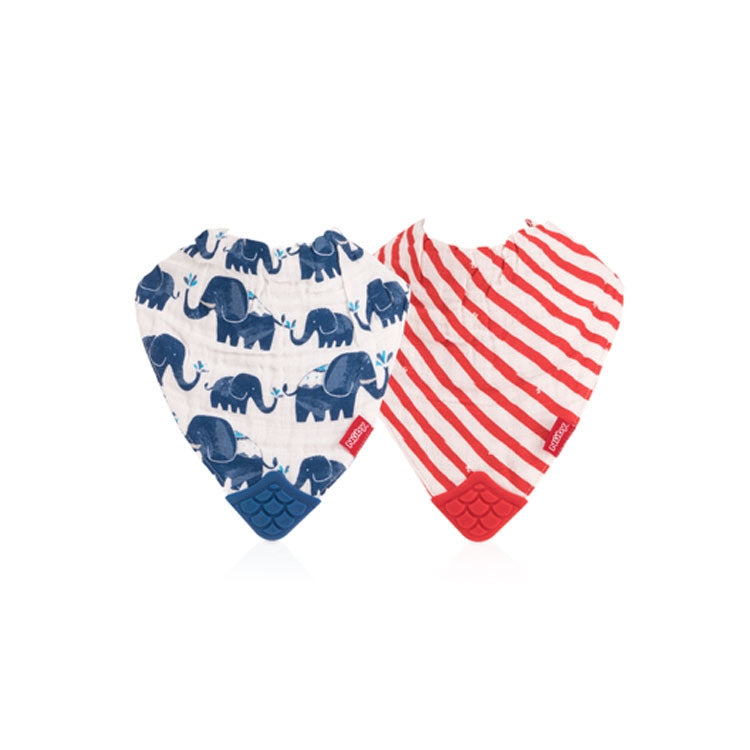 Nuby Soft Trends Cotton Muslin Bib with Teether, 2 pk - Assorted Colors