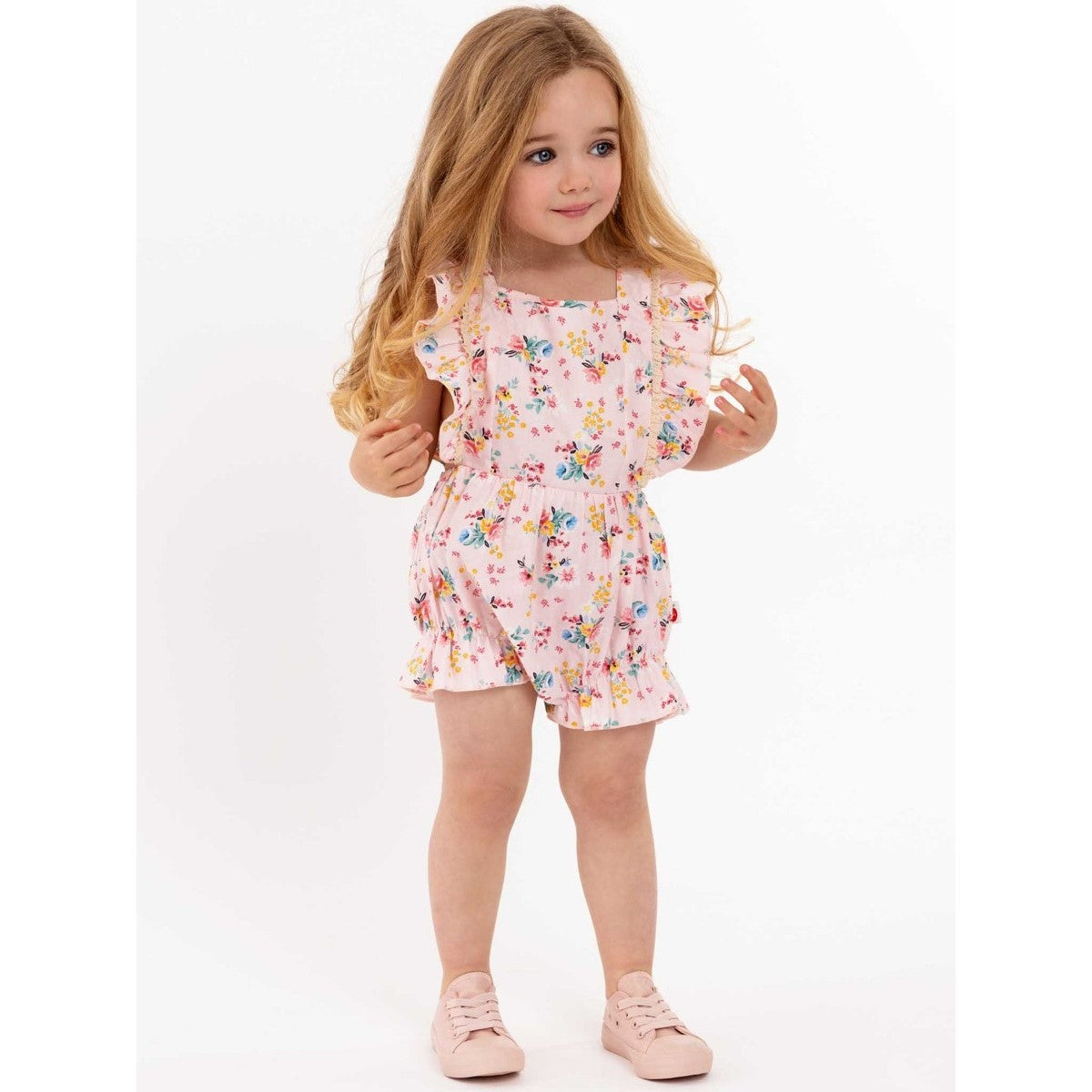 Oobi Vintage Pink Floral Pixie Playsuit