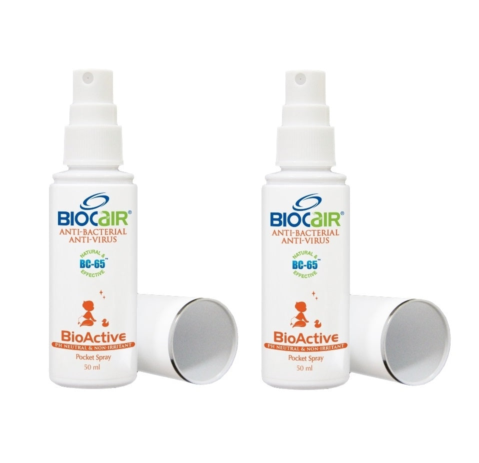 [Twin Bundle] BioCair BioActive Pocket Spray Sanitizer (Alcohol Free), 50ml - Exp 06/26