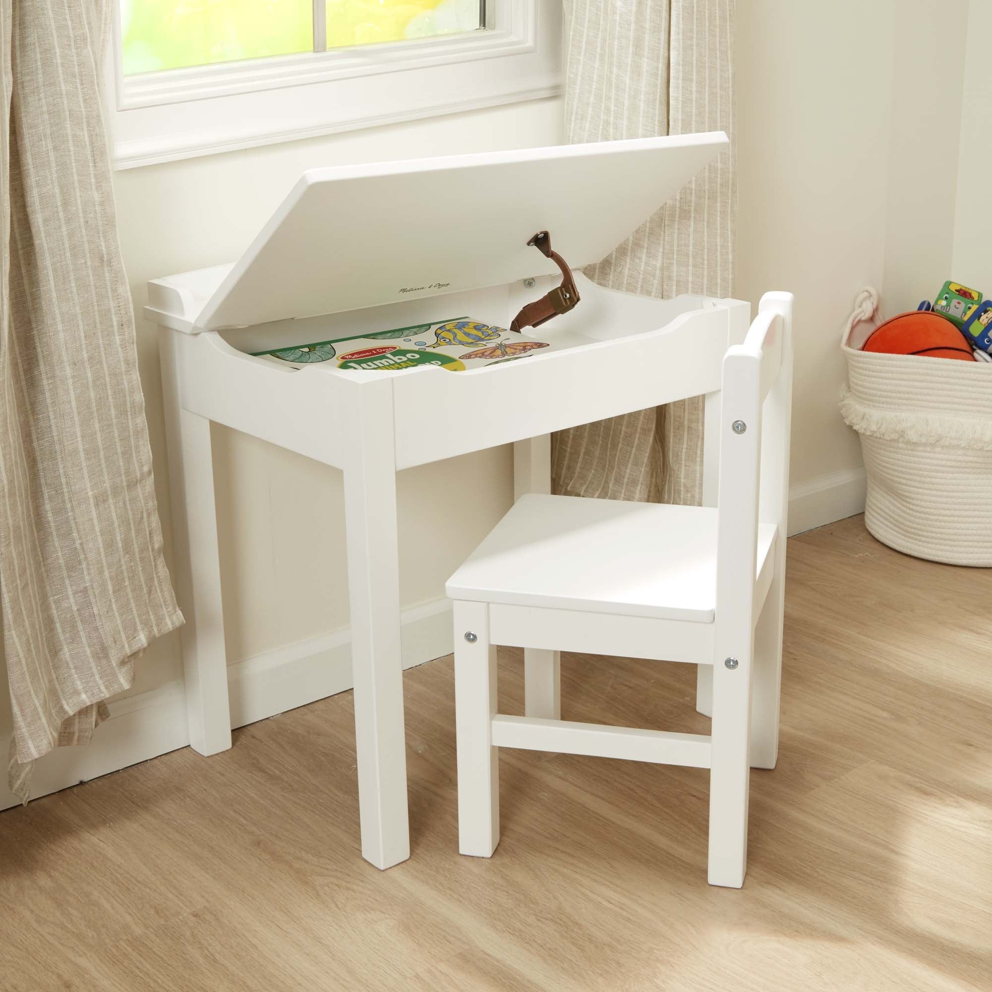 Melissa & Doug Child's Lift-Top Desk & Chair - White